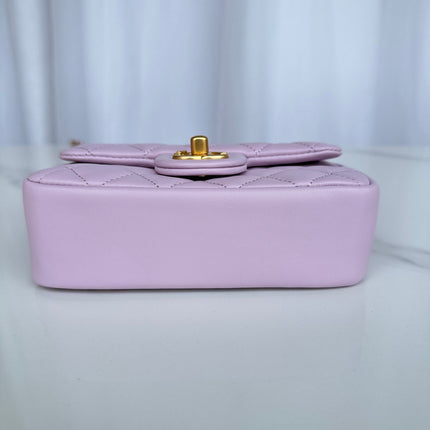 CC MINI 18 FLAP BAG IN LIGHT PINK CALFSKIN