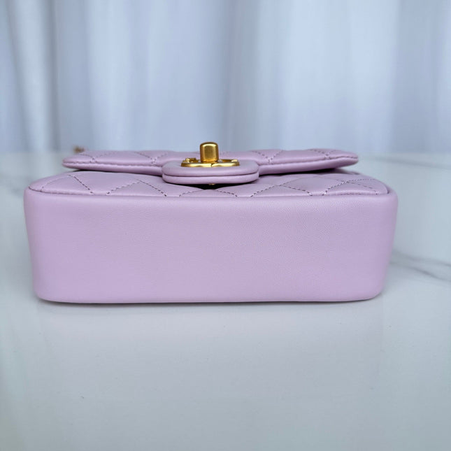 CC MINI 18 FLAP BAG IN LIGHT PINK CALFSKIN