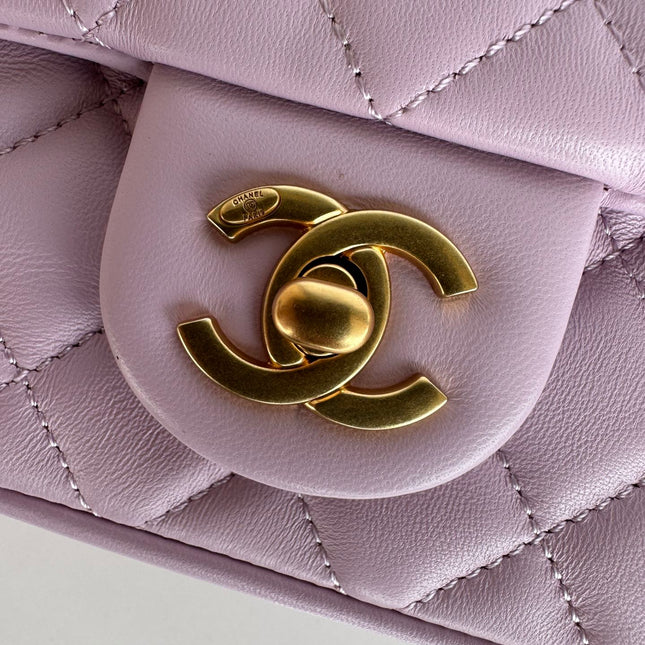 CC MINI 18 FLAP BAG IN LIGHT PINK CALFSKIN