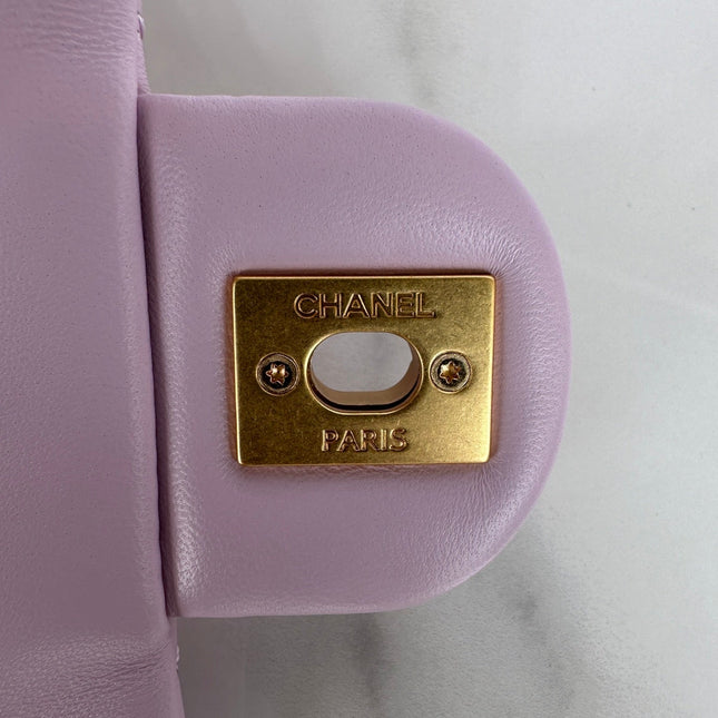 CC MINI 18 FLAP BAG IN LIGHT PINK CALFSKIN