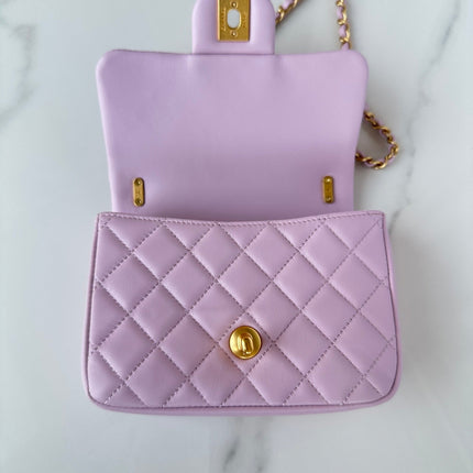 CC MINI 18 FLAP BAG IN LIGHT PINK CALFSKIN
