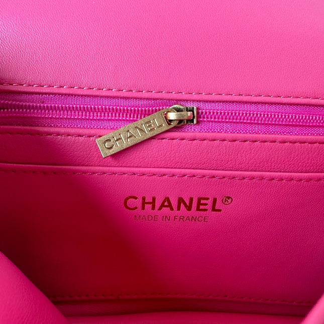 CC SMALL 20 FLAP BAG IN DEEP PINK CALFSKIN
