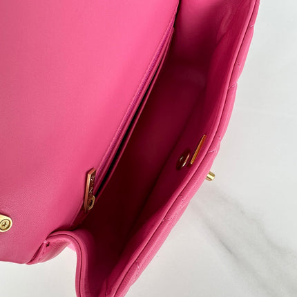 CC SMALL 20 FLAP BAG IN DEEP PINK CALFSKIN