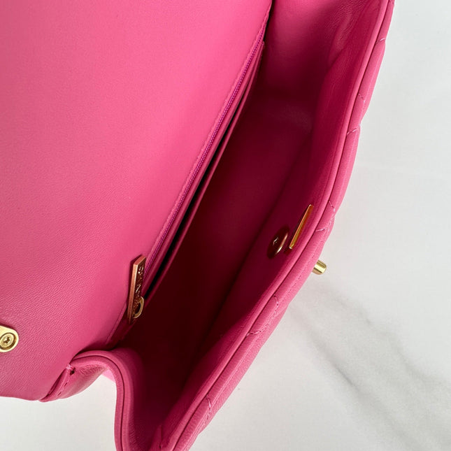 CC SMALL 20 FLAP BAG IN DEEP PINK CALFSKIN