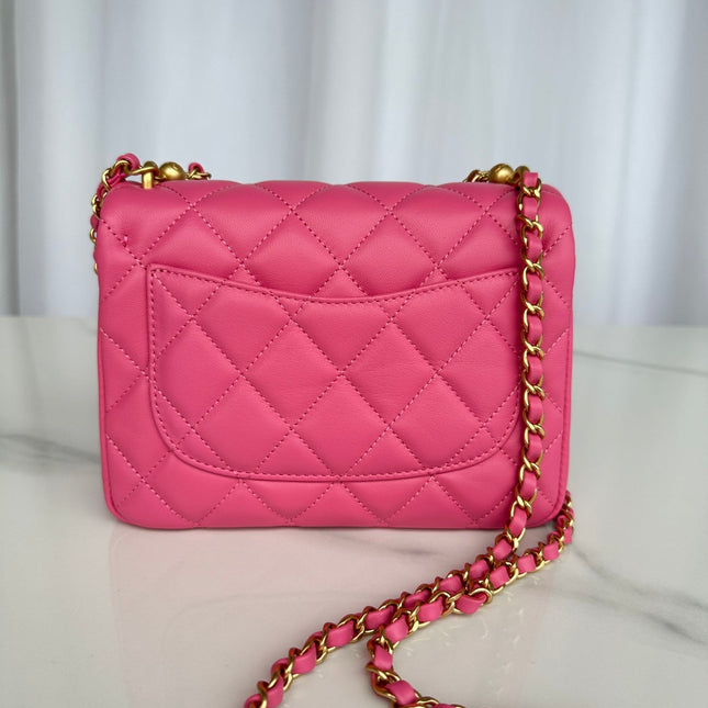 CC SMALL 20 FLAP BAG IN DEEP PINK CALFSKIN