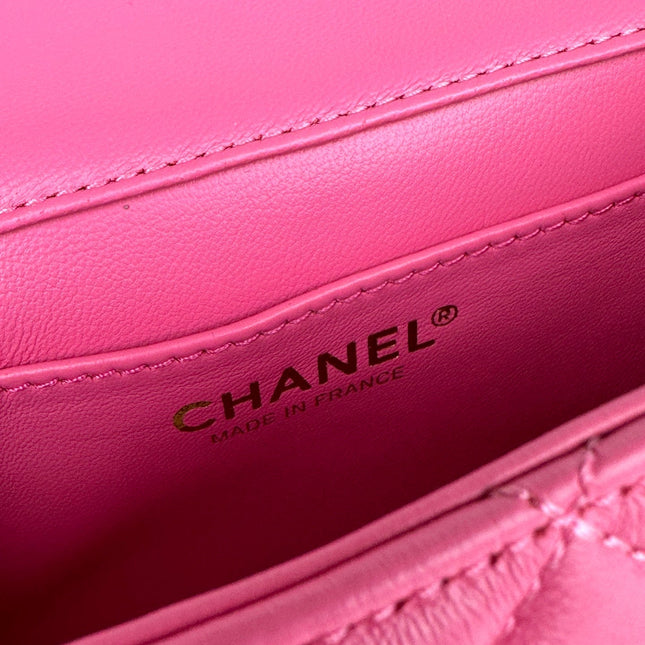 CC MINI 18 FLAP BAG IN DEEP PINK CALFSKIN
