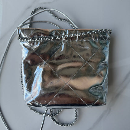 CC MINI 20 BAG IN SILVER METALLIC LAMBSKIN