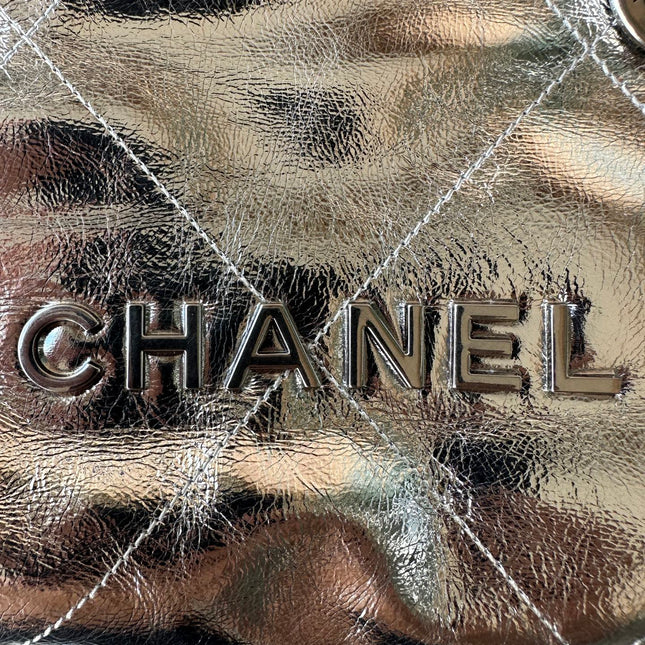 CC MINI 20 BAG IN SILVER METALLIC LAMBSKIN