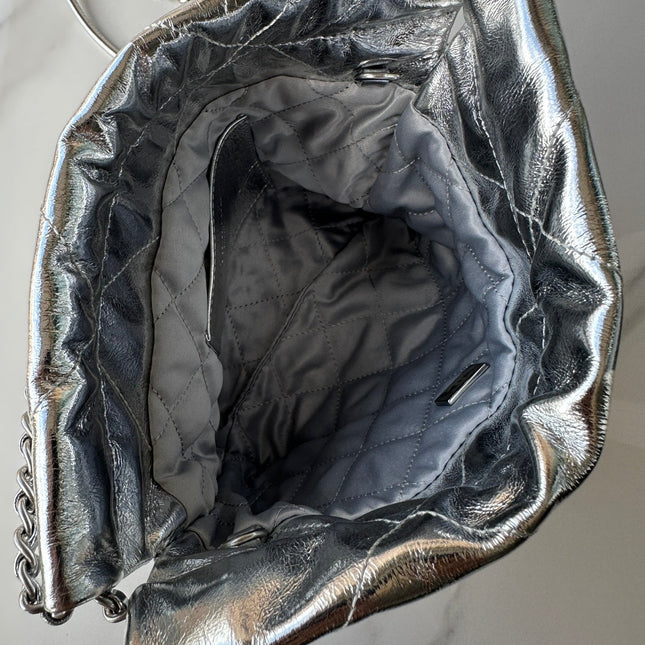 CC MINI 20 BAG IN SILVER METALLIC LAMBSKIN