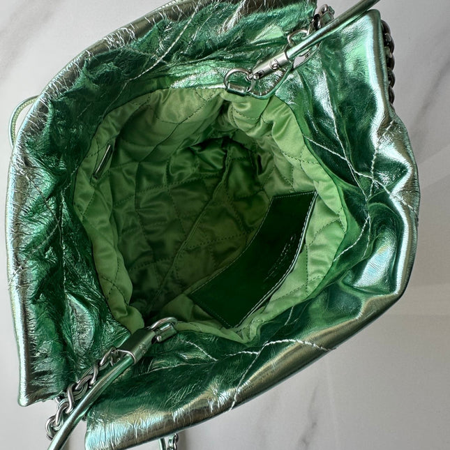 CC MINI 20 BAG IN SEA GREEN METALLIC LAMBSKIN