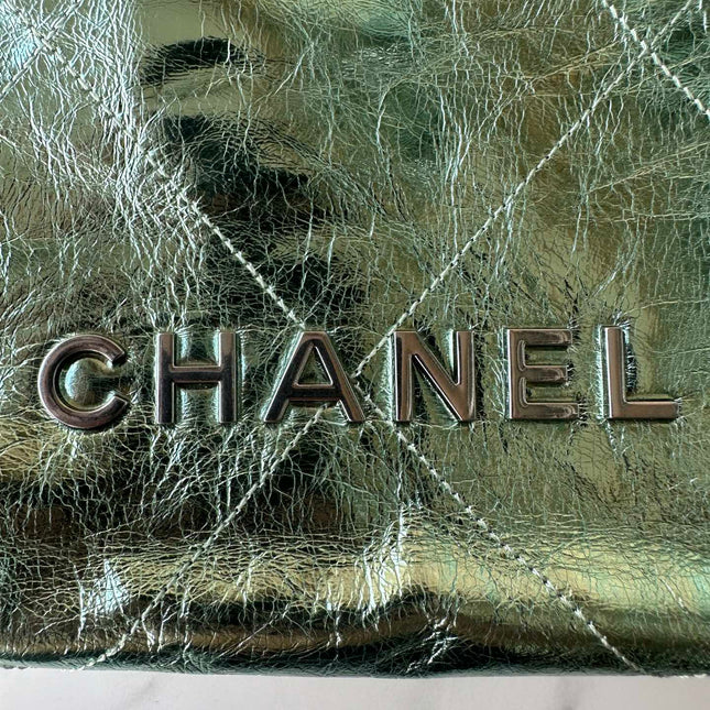 CC MINI 20 BAG IN SEA GREEN METALLIC LAMBSKIN