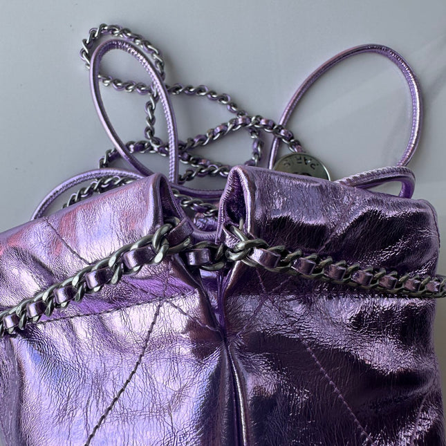 CC MINI 20 BAG IN VIOLET PURPLE METALLIC LAMBSKIN