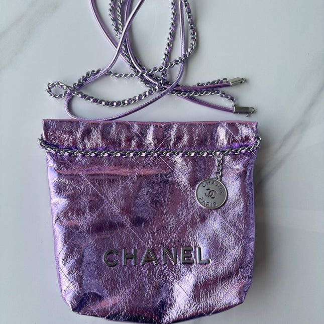 CC MINI 20 BAG IN VIOLET PURPLE METALLIC LAMBSKIN