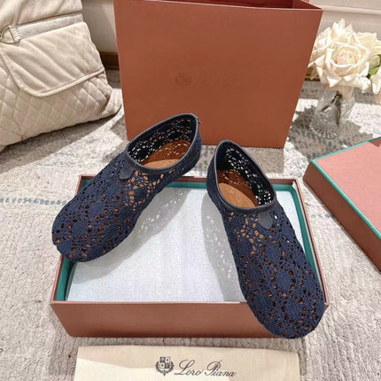 FLAT SHOES 25 IN DARK BLUE MESH FABRIC