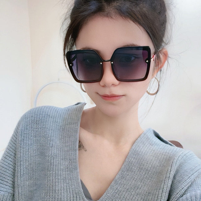 SQUARE SUNGLASSES L081 IN BLACK RED ACETATE