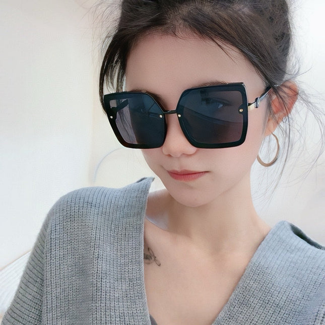 SQUARE SUNGLASSES L081 IN BLACK RED ACETATE