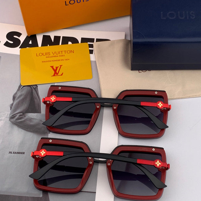 SQUARE SUNGLASSES L081 IN BLACK RED ACETATE