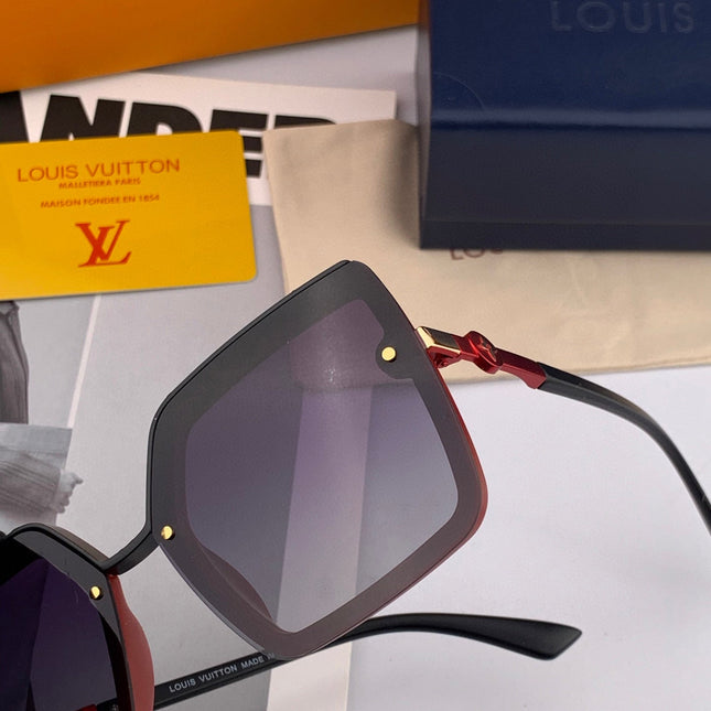 SQUARE SUNGLASSES L081 IN BLACK RED ACETATE