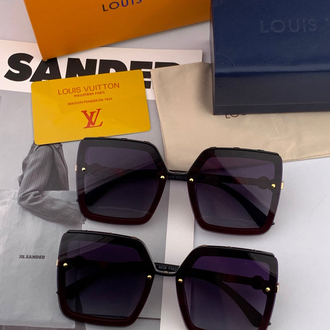 SQUARE SUNGLASSES L081 IN BLACK RED ACETATE