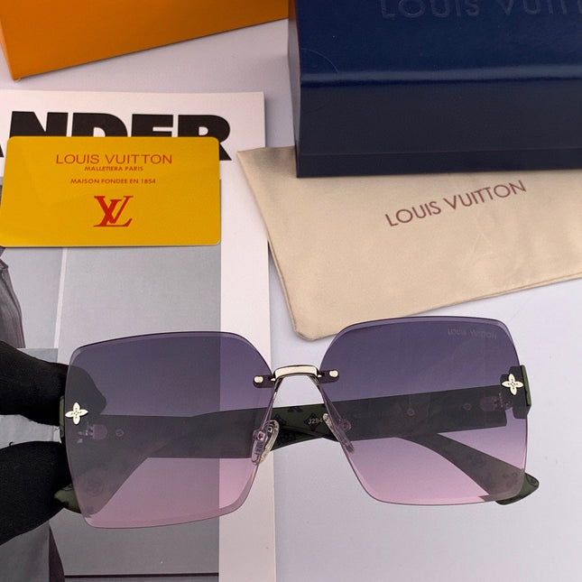 SQUARE SUNGLASSES L1294 IN GREEN ACETATE PURPLE LENSES