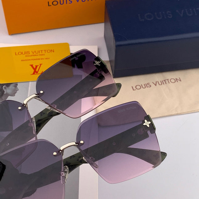 SQUARE SUNGLASSES L1294 IN GREEN ACETATE PURPLE LENSES
