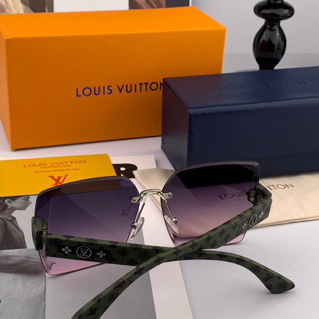 SQUARE SUNGLASSES L1294 IN GREEN ACETATE PURPLE LENSES