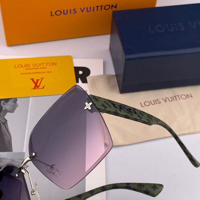 SQUARE SUNGLASSES L1294 IN GREEN ACETATE PURPLE LENSES