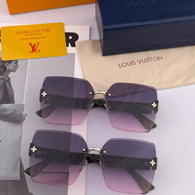 SQUARE SUNGLASSES L1294 IN GREEN ACETATE PURPLE LENSES