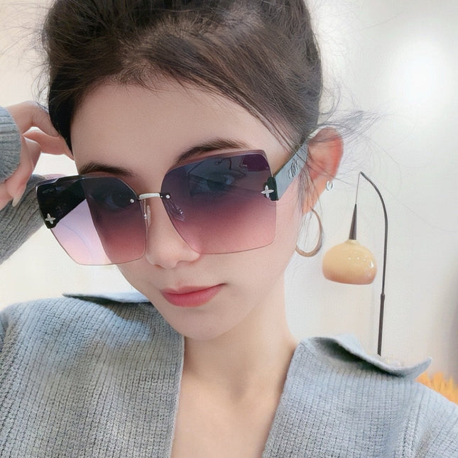 SQUARE SUNGLASSES L1294 IN GREEN ACETATE PURPLE LENSES