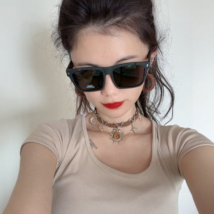 SQUARE SUNGLASS L8510 IN BLACK ACETATE FRAME
