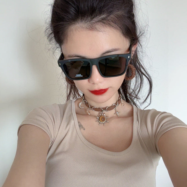 SQUARE SUNGLASS L8510 IN BLACK ACETATE FRAME