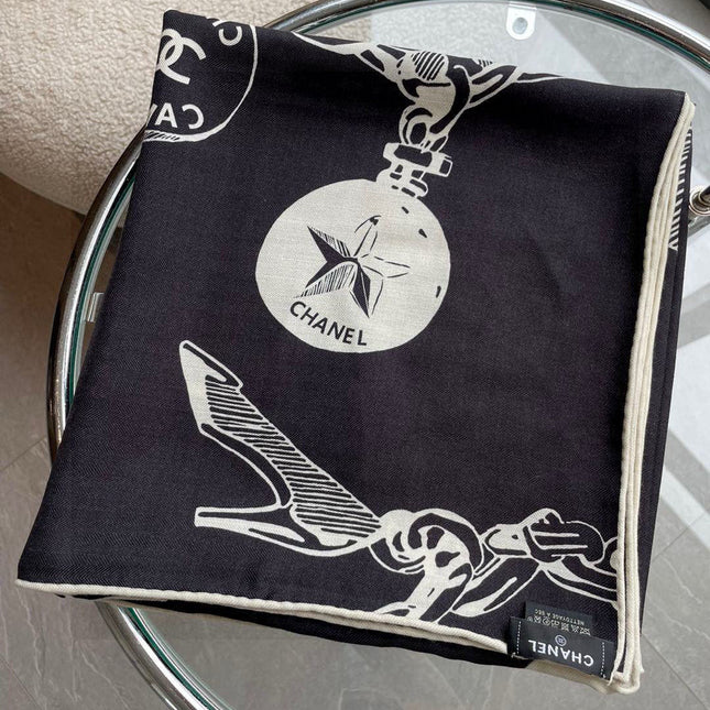 CHANEL 25S SCARF 140 IN CASHMERE SILK 733891