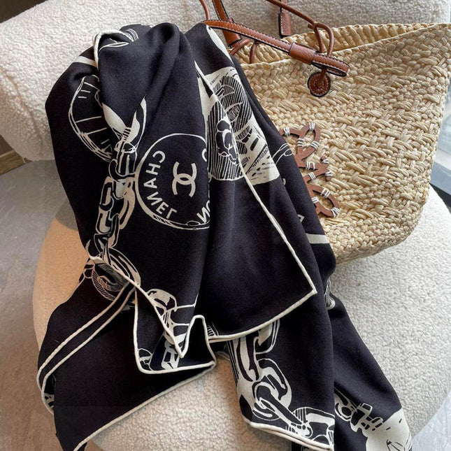 CHANEL 25S SCARF 140 IN CASHMERE SILK 733891