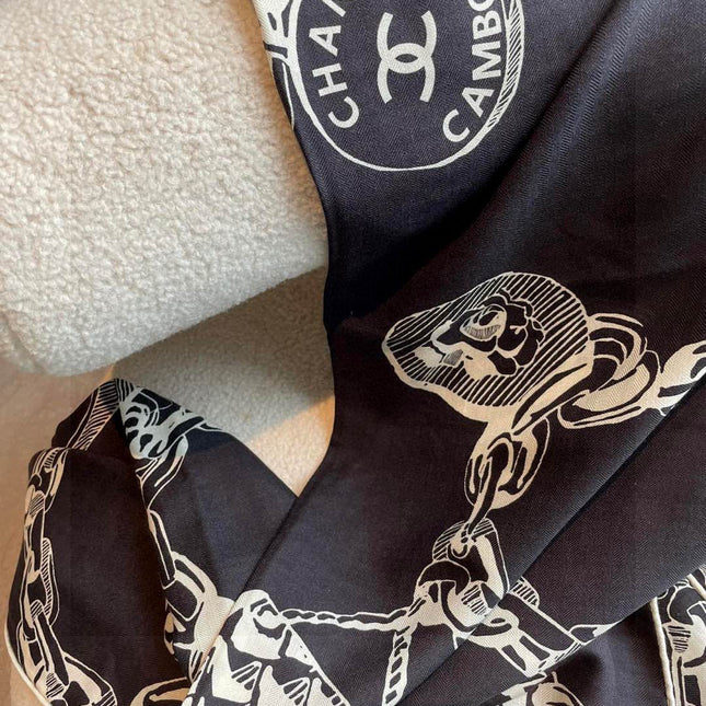 CHANEL 25S SCARF 140 IN CASHMERE SILK 733891