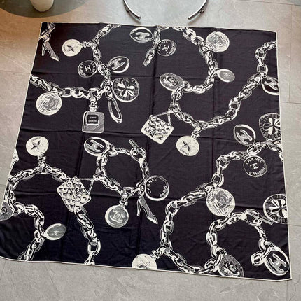 CHANEL 25S SCARF 140 IN CASHMERE SILK 733891