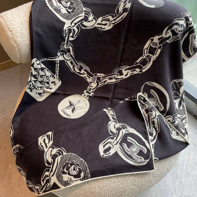 CHANEL 25S SCARF 140 IN CASHMERE SILK 733891