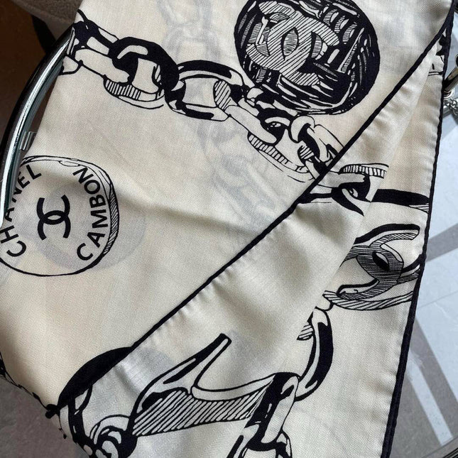 CHANEL 25S SCARF 140 IN CASHMERE SILK 733892