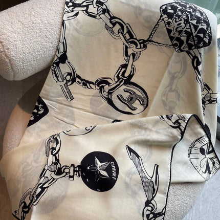 CHANEL 25S SCARF 140 IN CASHMERE SILK 733892