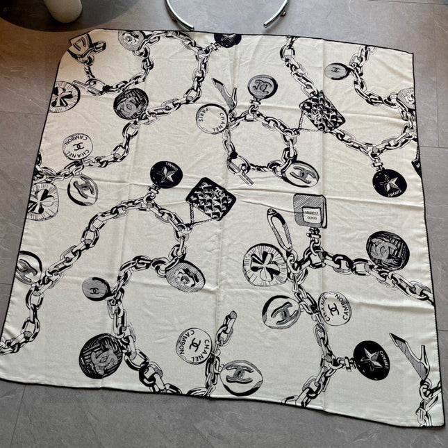 CHANEL 25S SCARF 140 IN CASHMERE SILK 733892