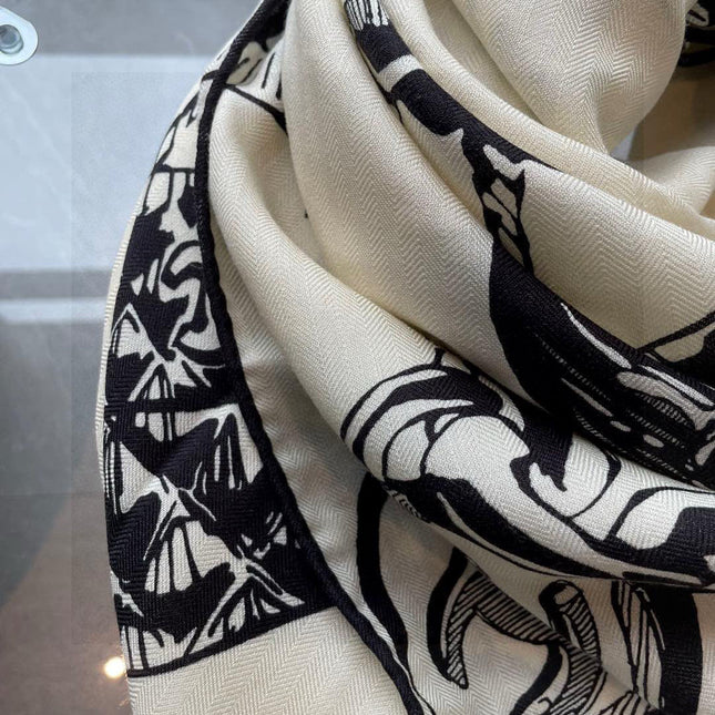 CHANEL 25S SCARF 140 IN CASHMERE SILK 733892