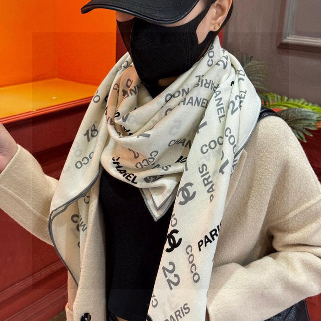 CHANEL 25S SCARF 140 IN CASHMERE SILK 733896