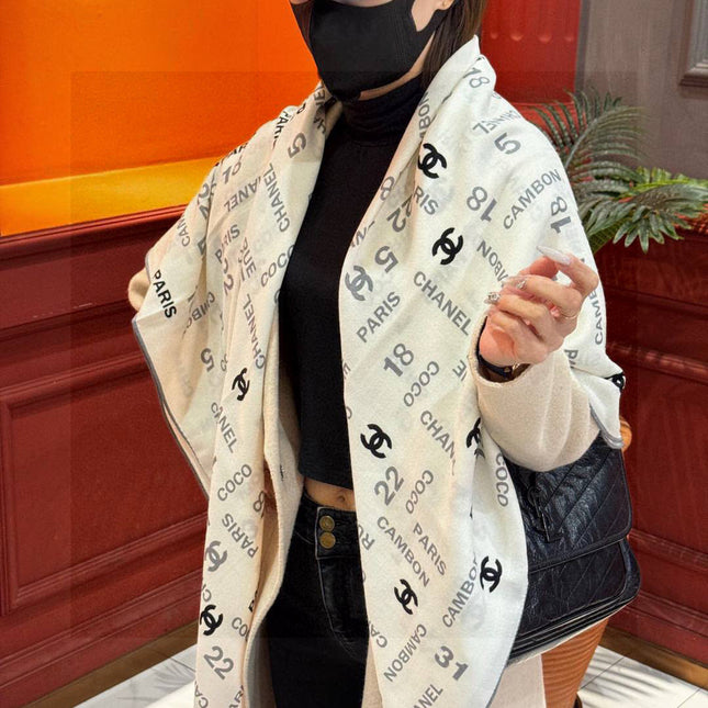 CHANEL 25S SCARF 140 IN CASHMERE SILK 733896