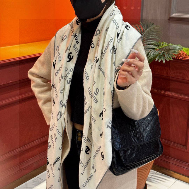 CHANEL 25S SCARF 140 IN CASHMERE SILK 733896