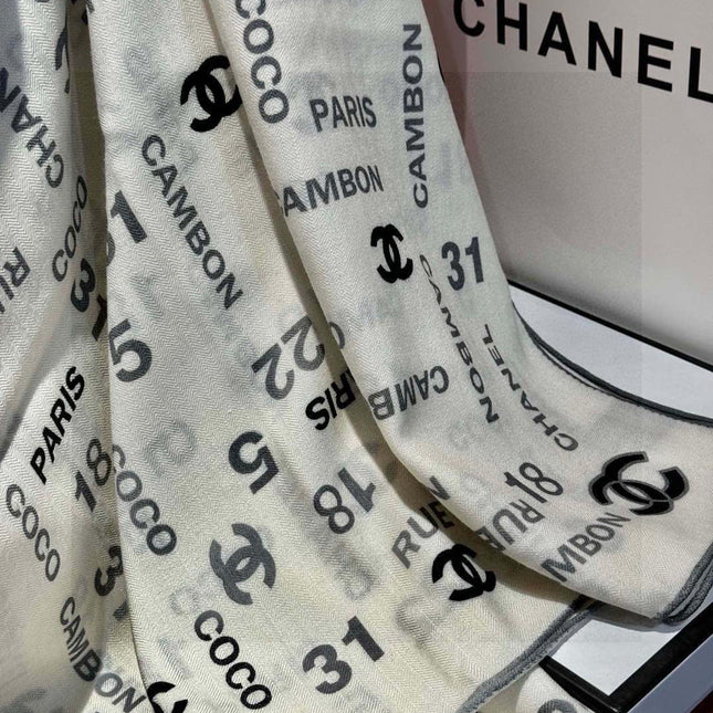 CHANEL 25S SCARF 140 IN CASHMERE SILK 733896
