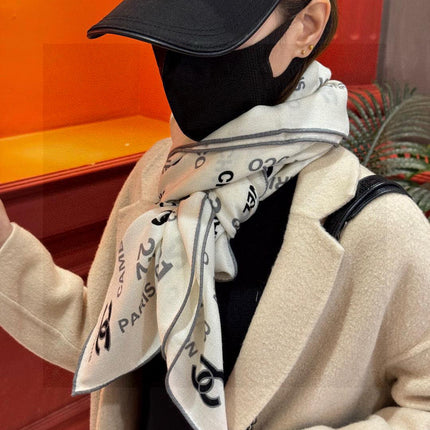 CHANEL 25S SCARF 140 IN CASHMERE SILK 733896