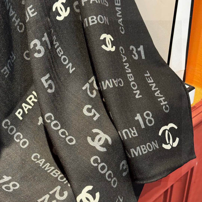 CHANEL 25S SCARF 140 IN CASHMERE SILK 733897