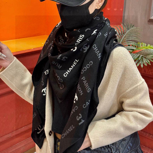CHANEL 25S SCARF 140 IN CASHMERE SILK 733897