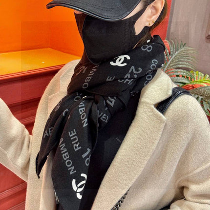 CHANEL 25S SCARF 140 IN CASHMERE SILK 733897