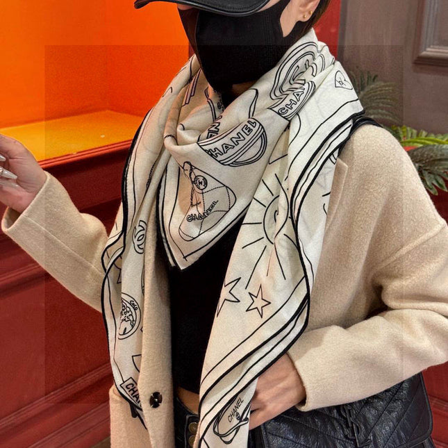 CHANEL 25S SCARF 140 IN SILK 735810