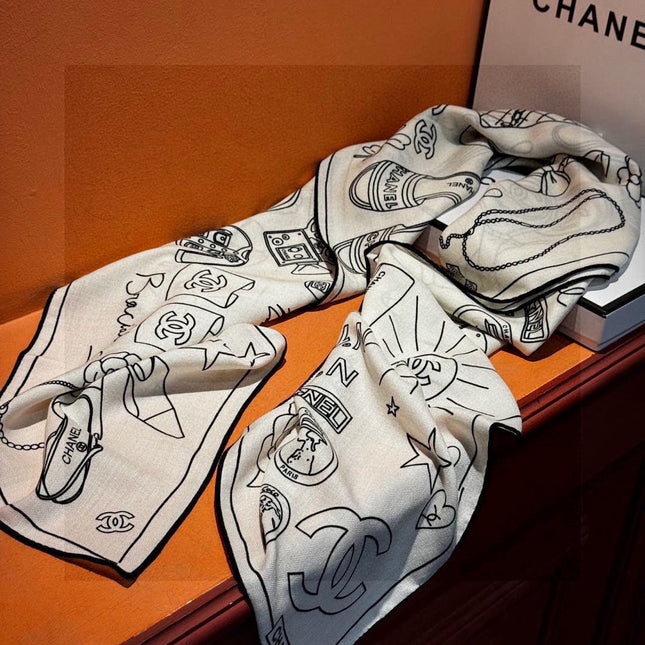 CHANEL 25S SCARF 140 IN SILK 735810